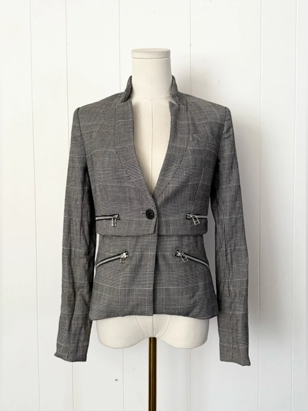 Veronica Beard Dickey Paloma Zip Plaid Blazer Jacket 0 Luxury Chic Business Boss - Picture 6 of 13